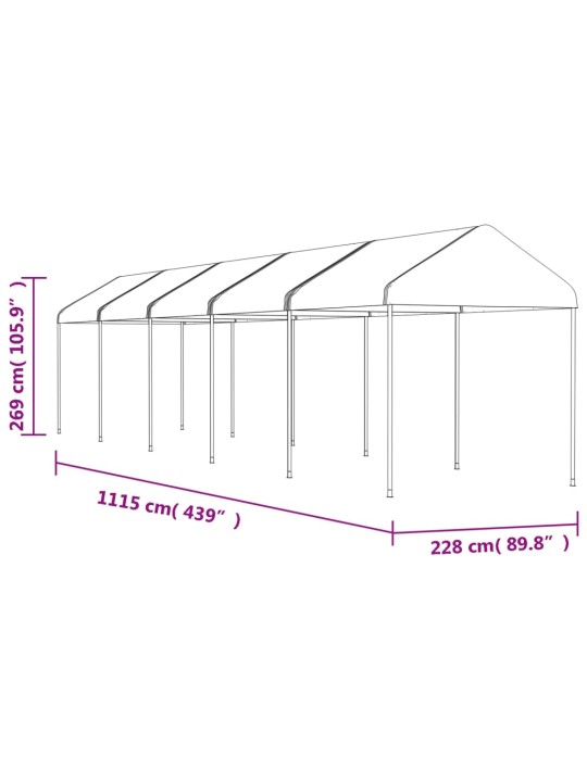 Altán se střechou bílý 11,15 x 2,28 x 2,69 m polyethylen