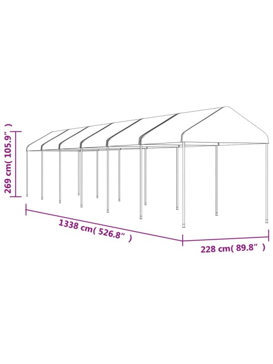 Altán se střechou bílý 13,38 x 2,28 x 2,69 m polyethylen