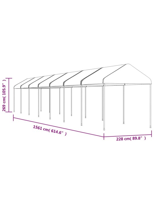 Altán se střechou bílý 15,61 x 2,28 x 2,69 m polyethylen