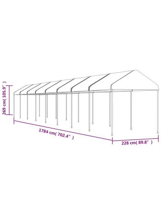Altán se střechou bílý 17,84 x 2,28 x 2,69 m polyethylen