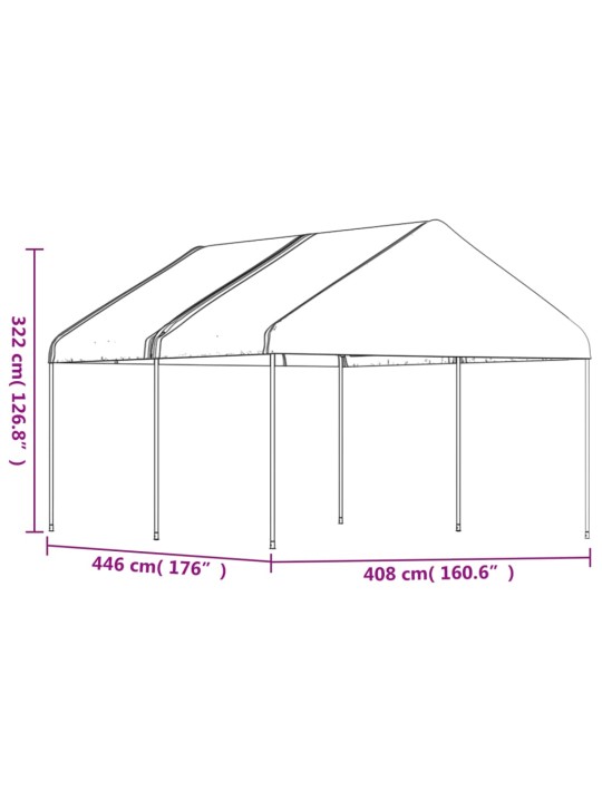Altán se střechou bílý 4,46 x 4,08 x 3,22 m polyethylen