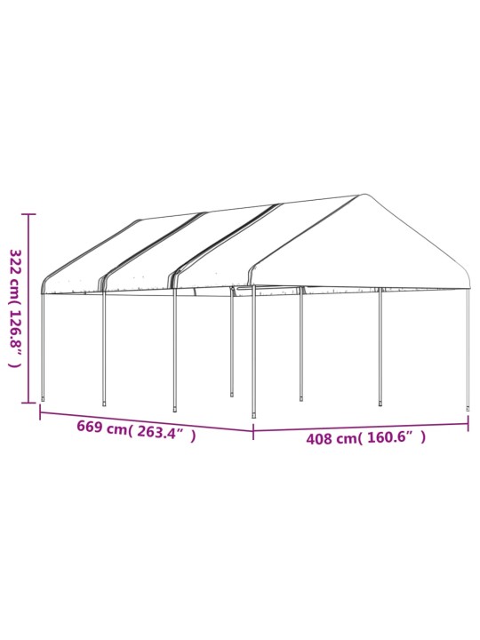 Altán se střechou bílý 6,69 x 4,08 x 3,22 m polyethylen