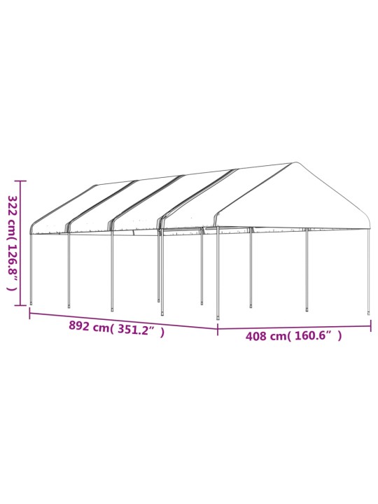 Altán se střechou bílý 8,92 x 4,08 x 3,22 m polyethylen