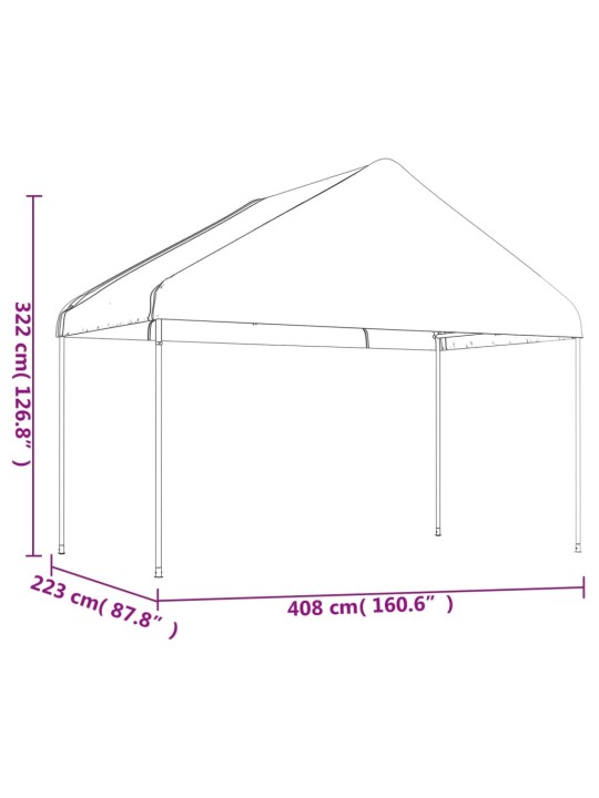 Altán se střechou bílý 8,92 x 4,08 x 3,22 m polyethylen