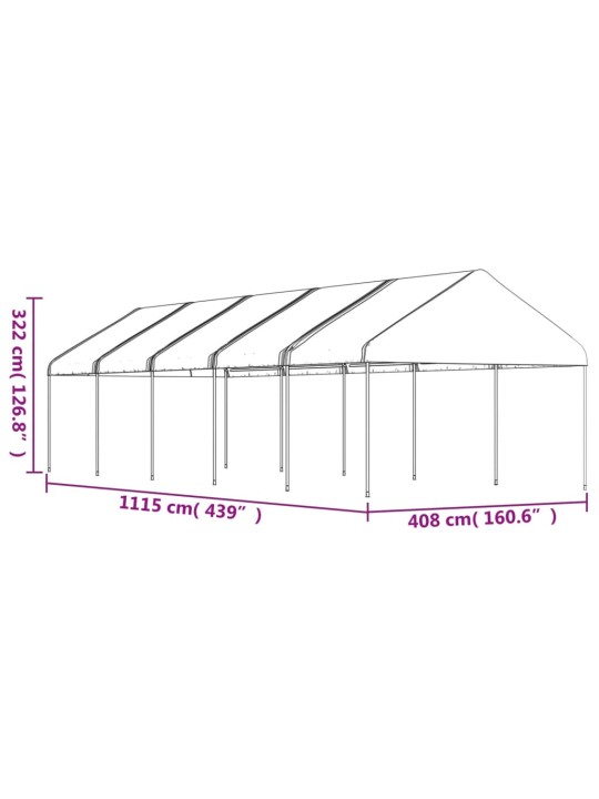 Altán se střechou bílý 11,15 x 4,08 x 3,22 m polyethylen