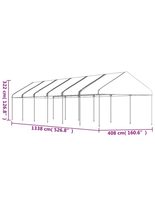 Altán se střechou bílý 13,38 x 4,08 x 3,22 m polyethylen