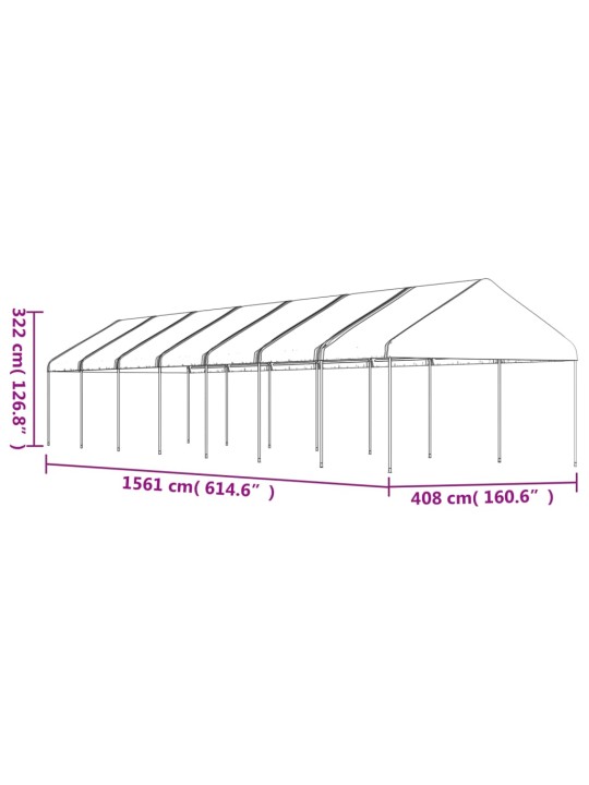 Altán se střechou bílý 15,61 x 4,08 x 3,22 m polyethylen