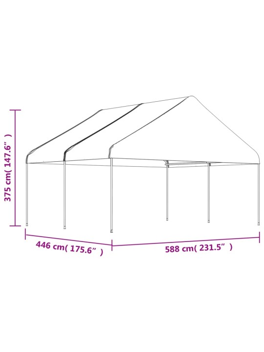Altán se střechou bílý 4,46 x 5,88 x 3,75 m polyethylen