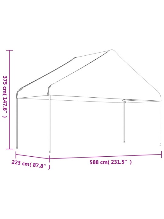 Altán se střechou bílý 4,46 x 5,88 x 3,75 m polyethylen