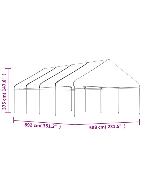 Altán se střechou bílý 8,92 x 5,88 x 3,75 m polyethylen