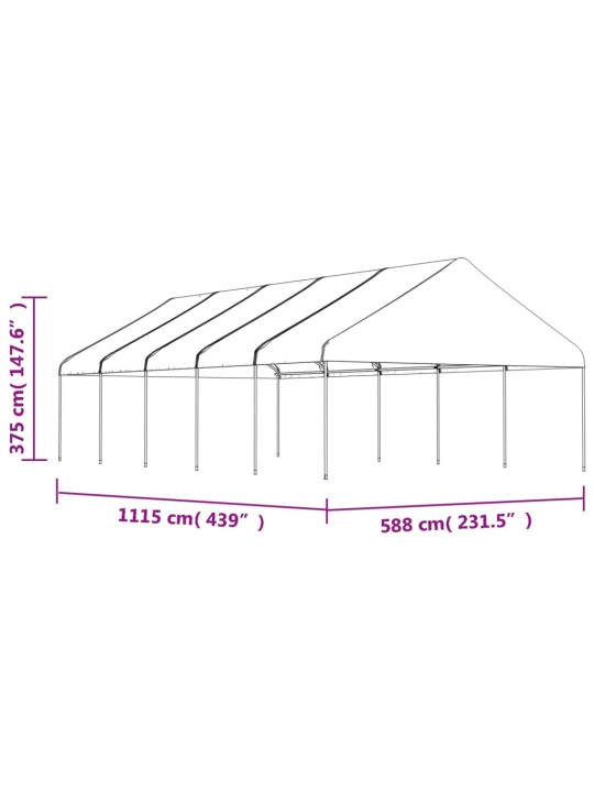 Altán se střechou bílý 11,15 x 5,88 x 3,75 m polyethylen