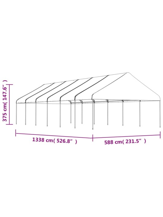 Altán se střechou bílý 13,38 x 5,88 x 3,75 m polyethylen