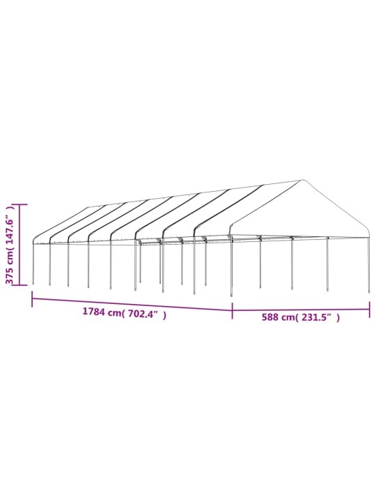 Altán se střechou bílý 17,84 x 5,88 x 3,75 m polyethylen