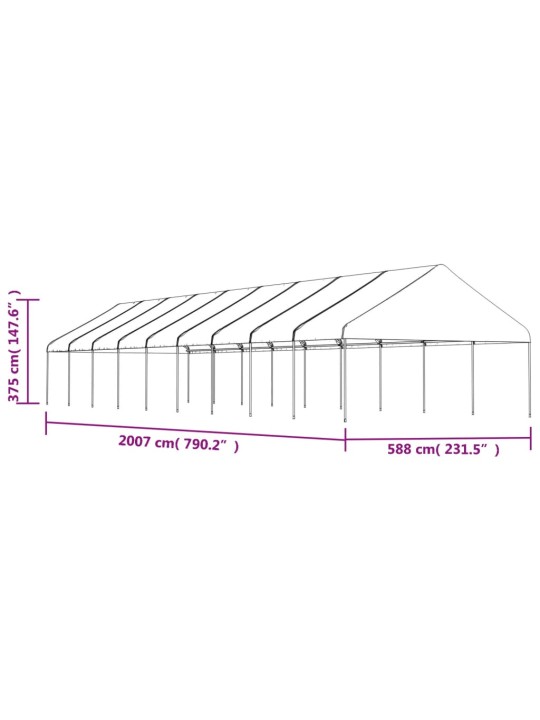 Altán se střechou bílý 20,07 x 5,88 x 3,75 m polyethylen