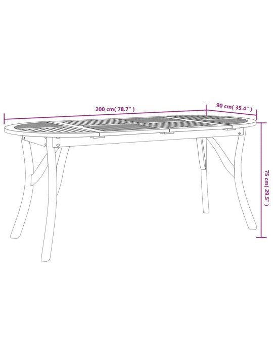 Zahradní stůl 200 x 90 x 75 cm masivní akáciové dřevo