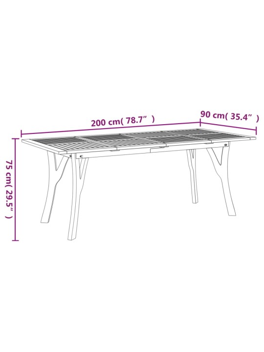 Zahradní stůl 200 x 90 x 75 cm masivní akáciové dřevo