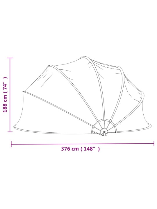 Kopule na bazén kulatá 376 x 188 cm PVC