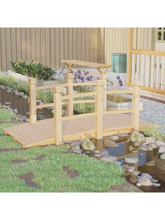 Zahradní můstek se zábradlím 150x67x56 cm masivní smrkové dřevo
