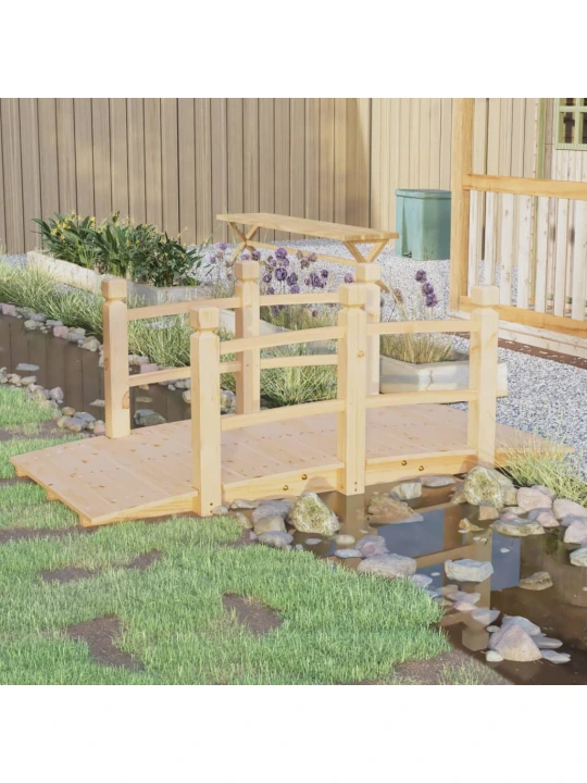 Zahradní můstek se zábradlím 150x67x56 cm masivní smrkové dřevo