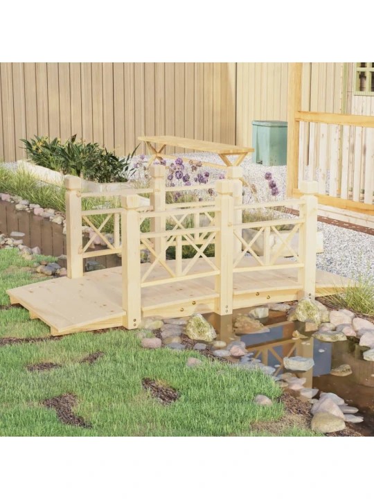 Zahradní můstek se zábradlím 150x67x56 cm masivní smrkové dřevo