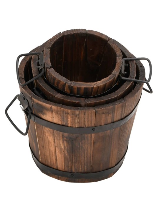 3dílná sada dřevěných truhlíků masivní jedlové dřevo