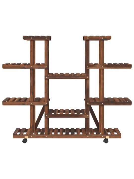 Stojan na květiny na kolečkách 110 x 25 x 115 cm masivní jedle