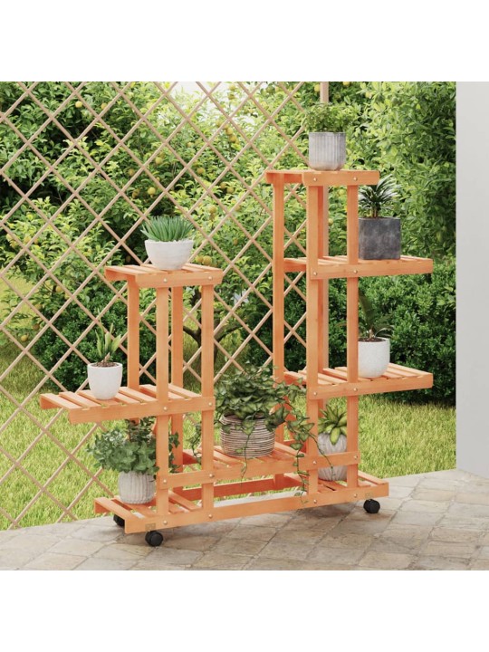 Stojan na květiny na kolečkách 95 x 25 x 101 cm masivní jedle