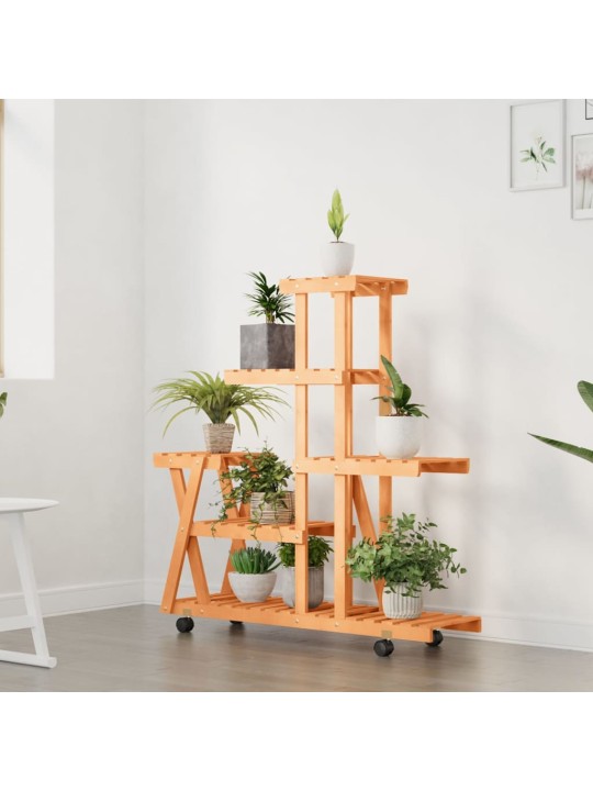 Stojan na květiny na kolečkách 95 x 25 x 101 cm masivní jedle