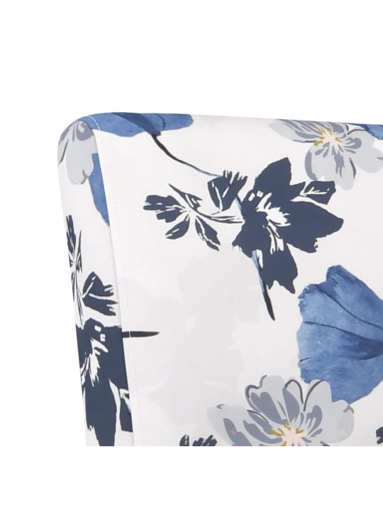 Nízké křeslo bez područek modré květiny textil