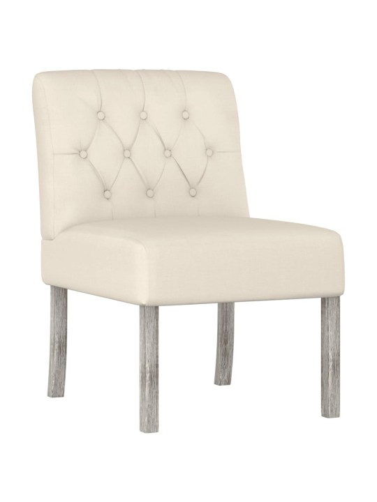 Nízké křeslo bez područek len design s knoflíky