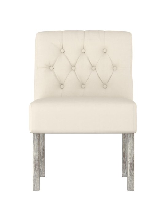 Nízké křeslo bez područek len design s knoflíky
