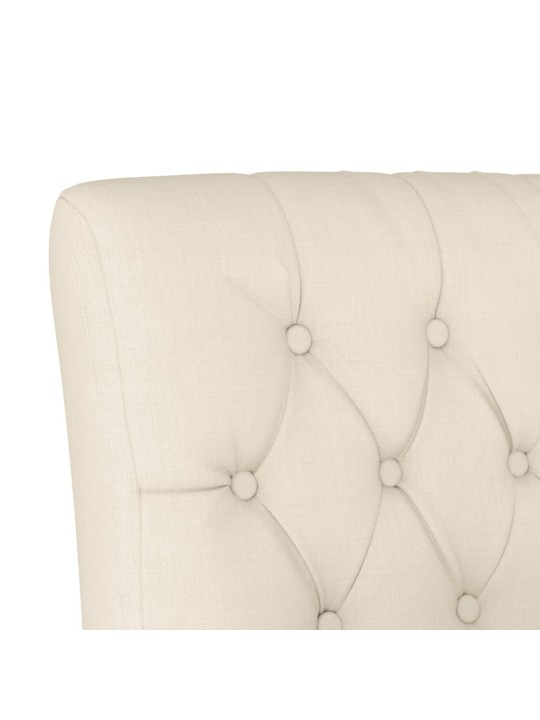 Nízké křeslo bez područek len design s knoflíky