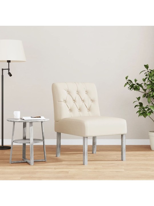 Nízké křeslo bez područek len design s knoflíky
