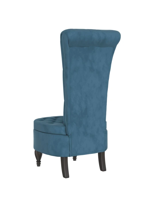 Židle s vysokým opěradlem modrá samet design s knoflíky