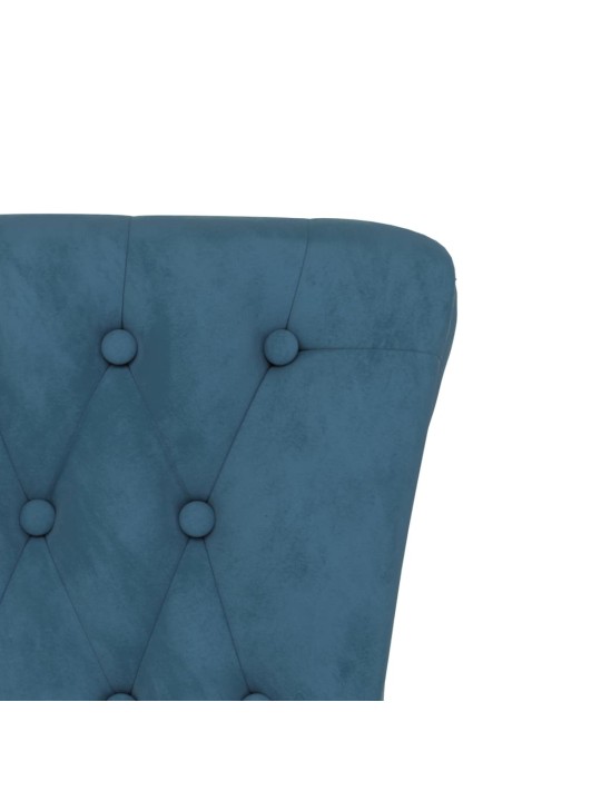 Židle s vysokým opěradlem modrá samet design s knoflíky