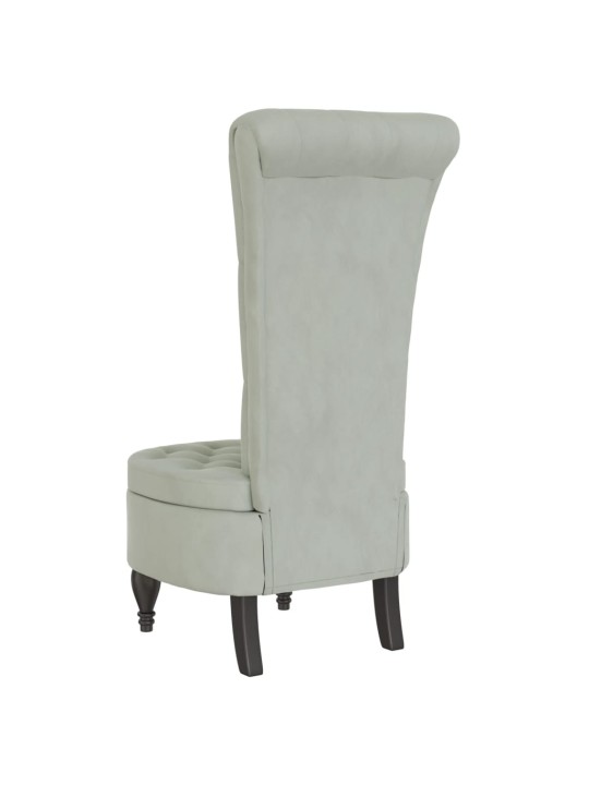 Židle s vysokým opěradlem světle šedá samet design s knoflíky