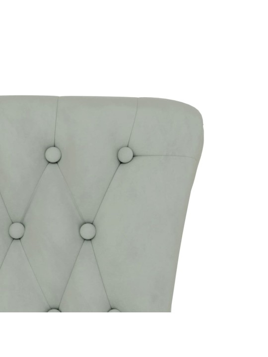 Židle s vysokým opěradlem světle šedá samet design s knoflíky