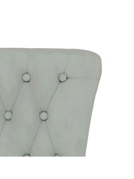 Židle s vysokým opěradlem světle šedá samet design s knoflíky
