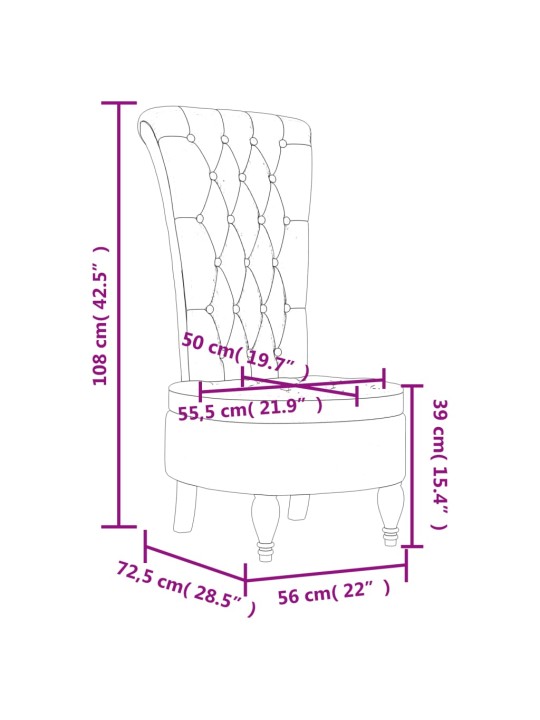 Židle s vysokým opěradlem světle šedá samet design s knoflíky