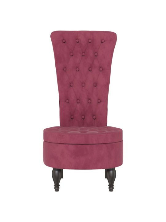 Židle s vysokým opěradlem vínová samet design s knoflíky