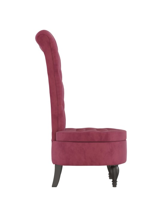 Židle s vysokým opěradlem vínová samet design s knoflíky