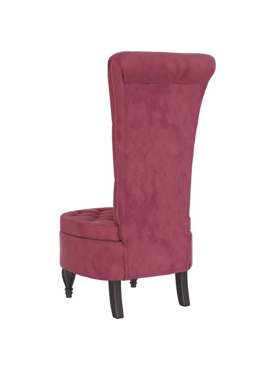 Židle s vysokým opěradlem vínová samet design s knoflíky