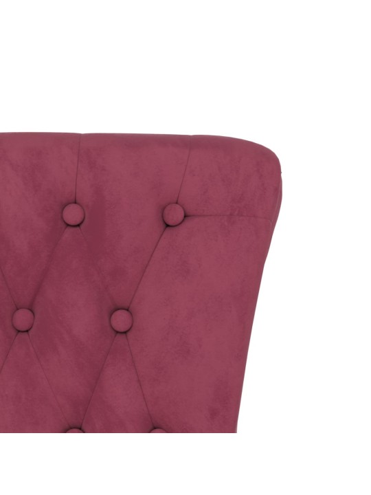 Židle s vysokým opěradlem vínová samet design s knoflíky