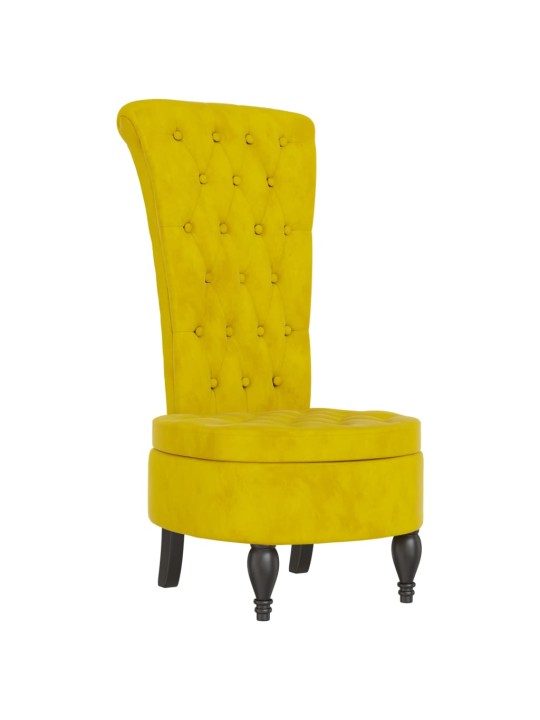 Židle s vysokým opěradlem žlutá samet design s knoflíky