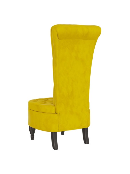 Židle s vysokým opěradlem žlutá samet design s knoflíky