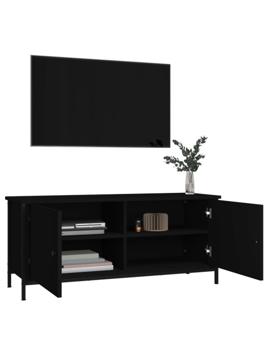 TV skříňka s dvířky černá 102 x 35 x 45 cm kompozitní dřevo