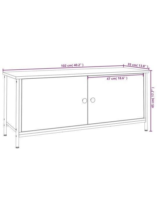 TV skříňka s dvířky černá 102 x 35 x 45 cm kompozitní dřevo