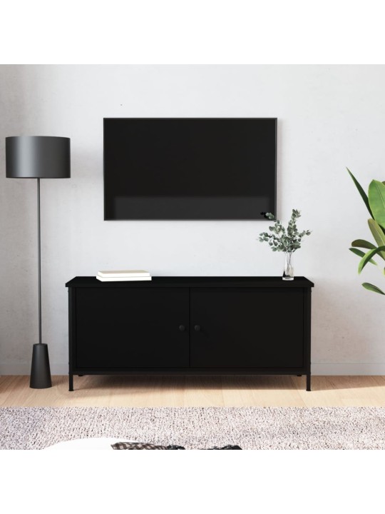 TV skříňka s dvířky černá 102 x 35 x 45 cm kompozitní dřevo