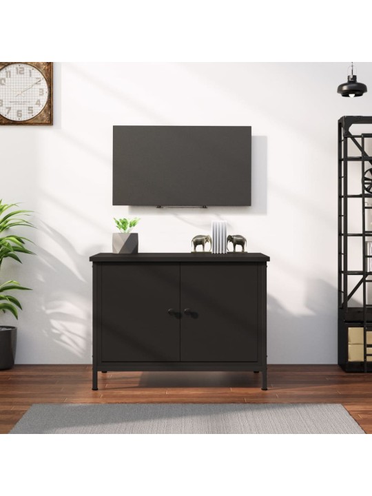 TV skříňka s dvířky černá 60 x 35 x 45 cm kompozitní dřevo