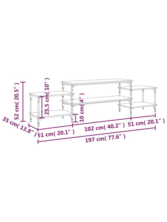TV skříňka kouřový dub 197 x 35 x 52 cm kompozitní dřevo